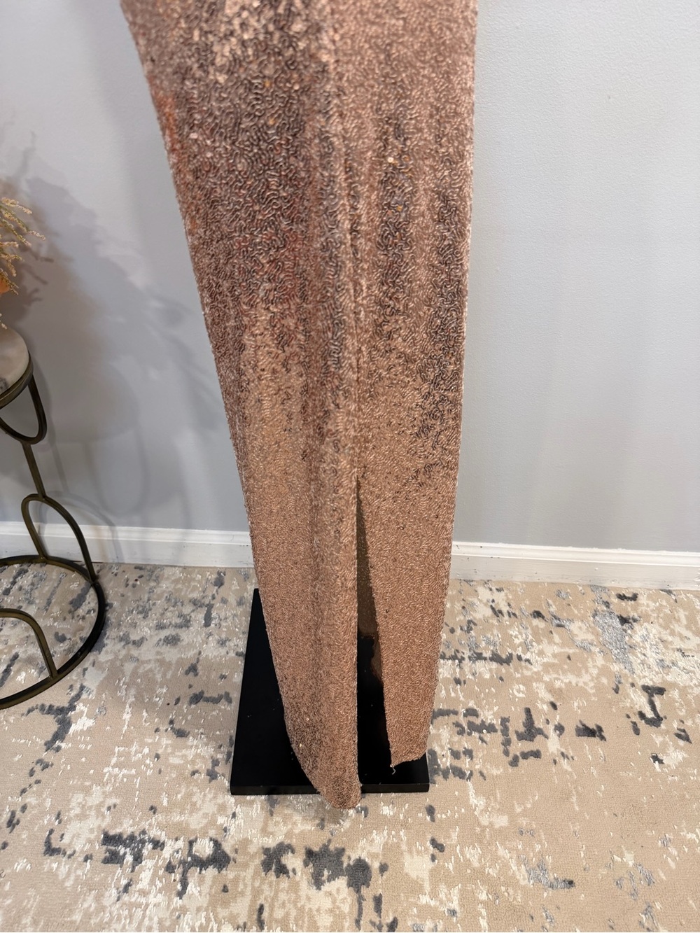 Kenneth Cole Rose Gold Sequin Cowl Neck Sleeveless Slip Dress - Size Small - Picture 13 of 16